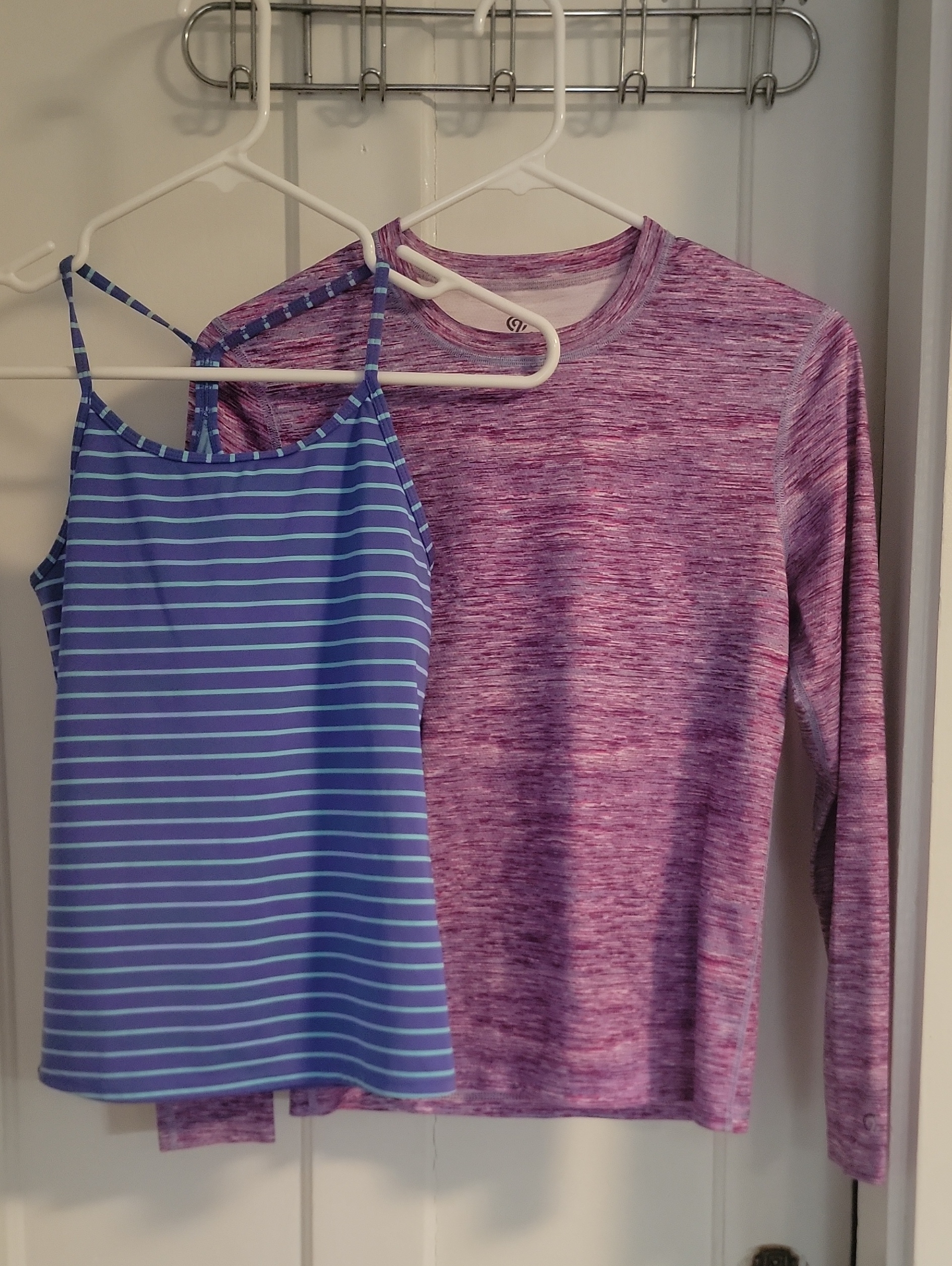 Champion Purple Heather Long Sleeve With Blue Striped Tank Top